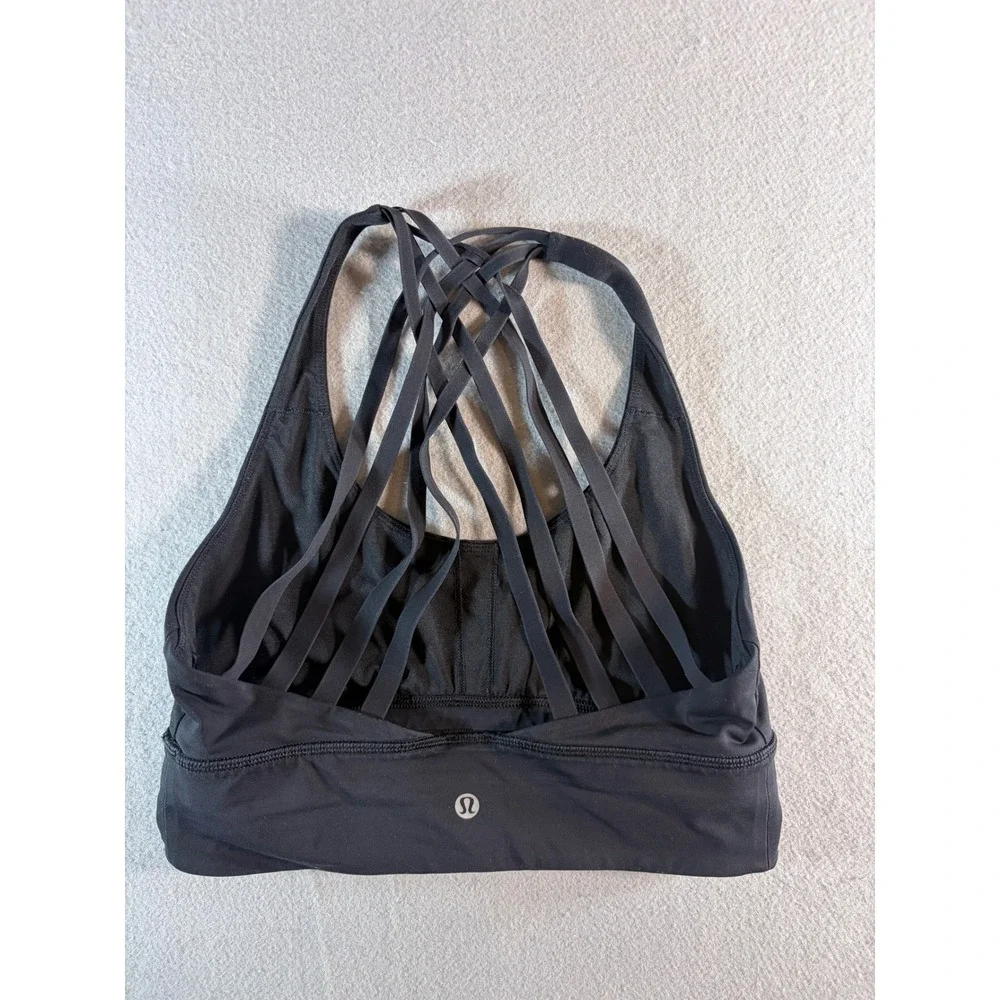Lululemon Free To Be Wild Sports Bra Black Strappy Back Activewear Womens Size 6